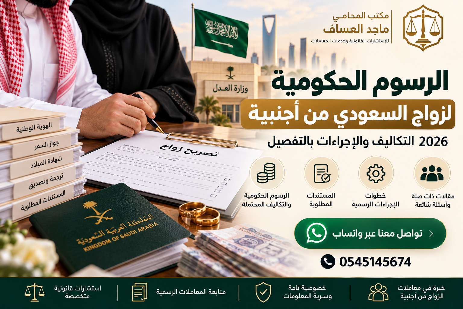 الرسوم الحكومية لزواج السعودي من أجنبية 2026 وإجراءات الزواج والمستندات المطلوبة
