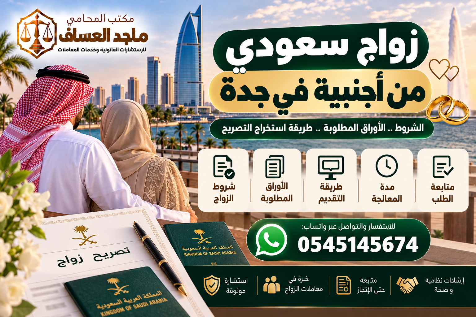 زواج سعودي من أجنبية في جدة 2026 | الشروط والتصريح