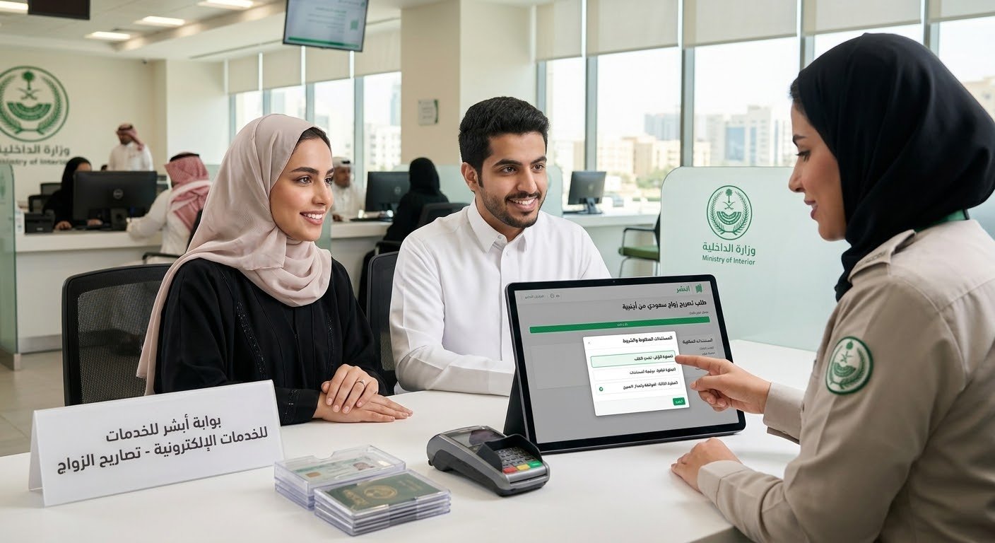 طريقة استخراج تصريح زواج سعودي من أجنبية: الشروط والخطوات عبر أبشر