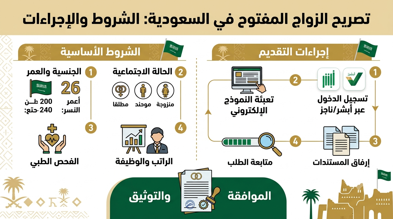 تصريح الزواج المفتوح في السعودية: الشروط والإجراءات