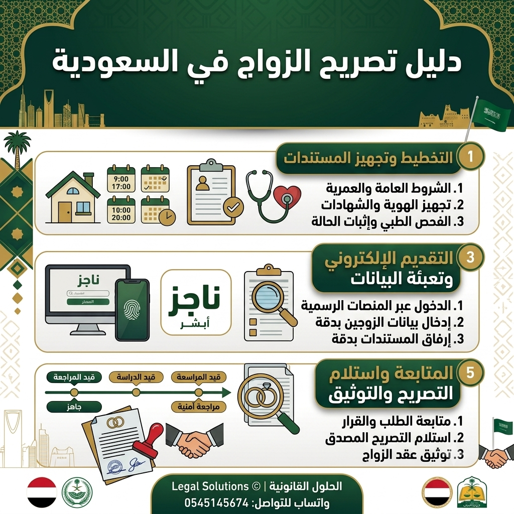 مكتب استخراج تصريح زواج في السعودية | الشروط والإجراءات ومتابعة المعاملة