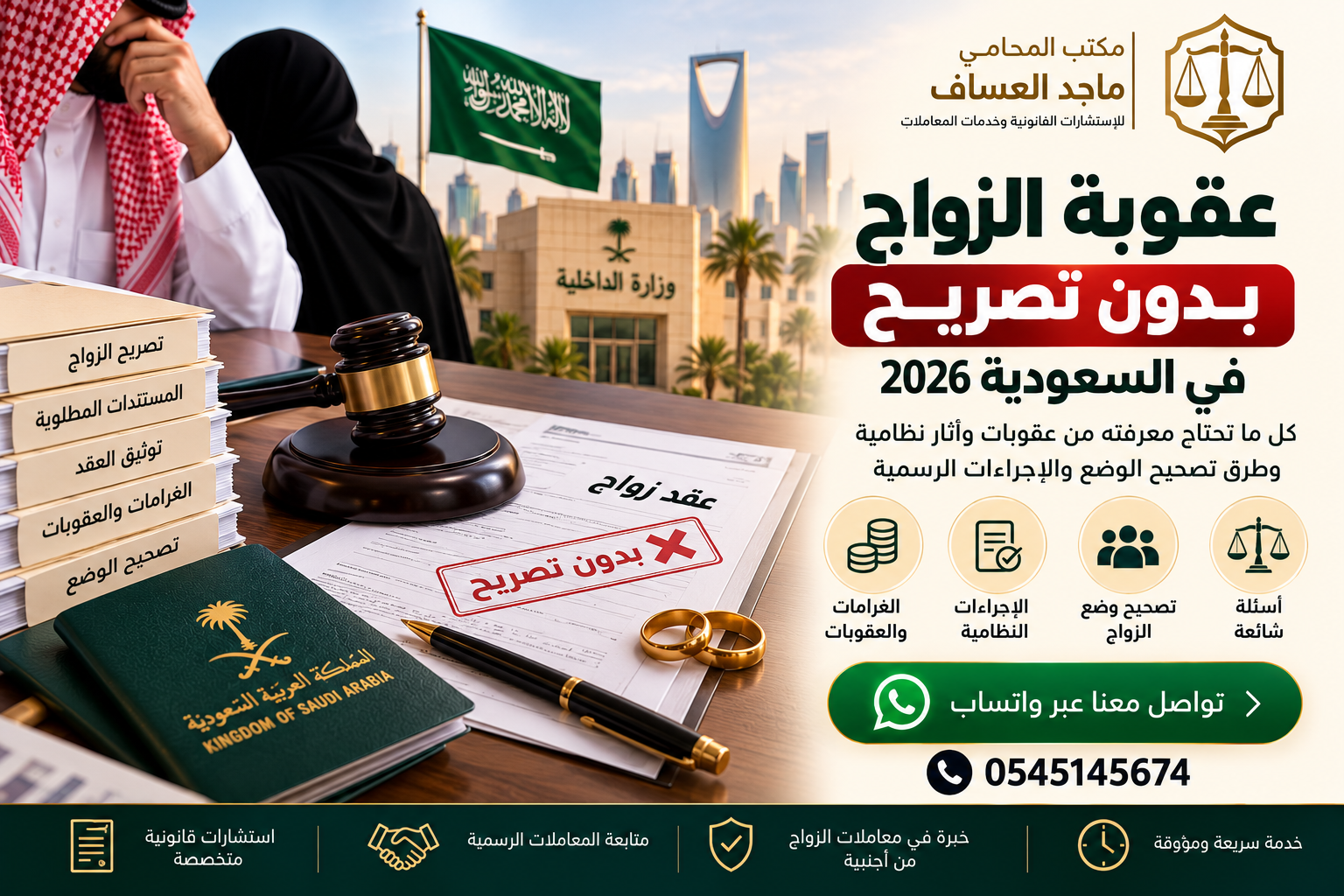 عقوبة الزواج بدون تصريح في السعودية 2026 وإجراءات تصحيح وضع الزواج